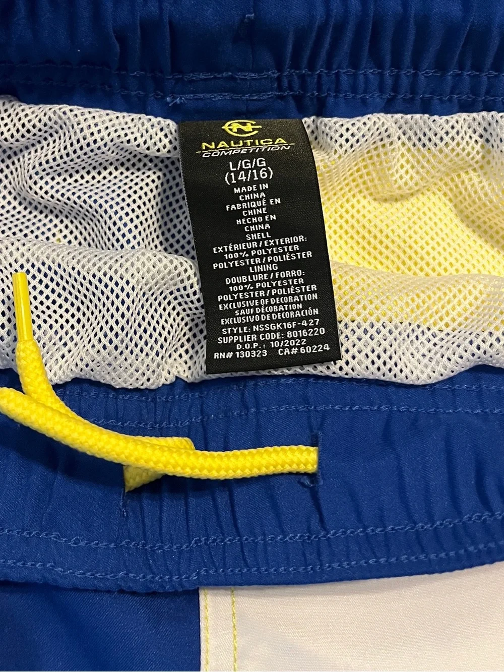 NWT Nautica Competition Swim Trunks Boys Colorblock Blue Yellow Board Shorts